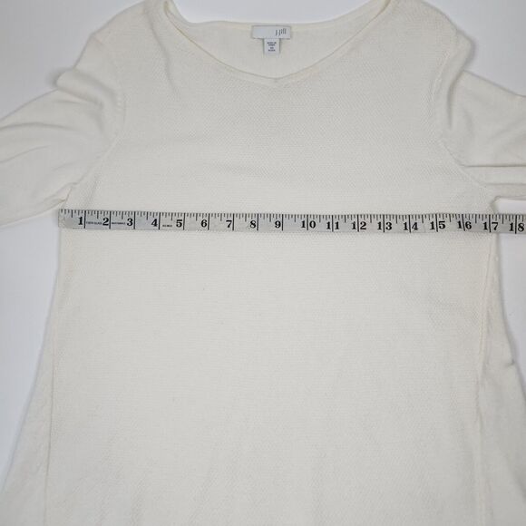 J Jill Sweater Waffle Knit 3/4 Sleeve Cream Women's Cotton Blend XSP V Neck - Picture 7 of 9